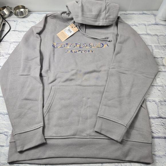 NWT Scotch & Soda Fleece Gray Men's Pullover Hoodie Graphic Spellout size Large - Picture 9 of 16